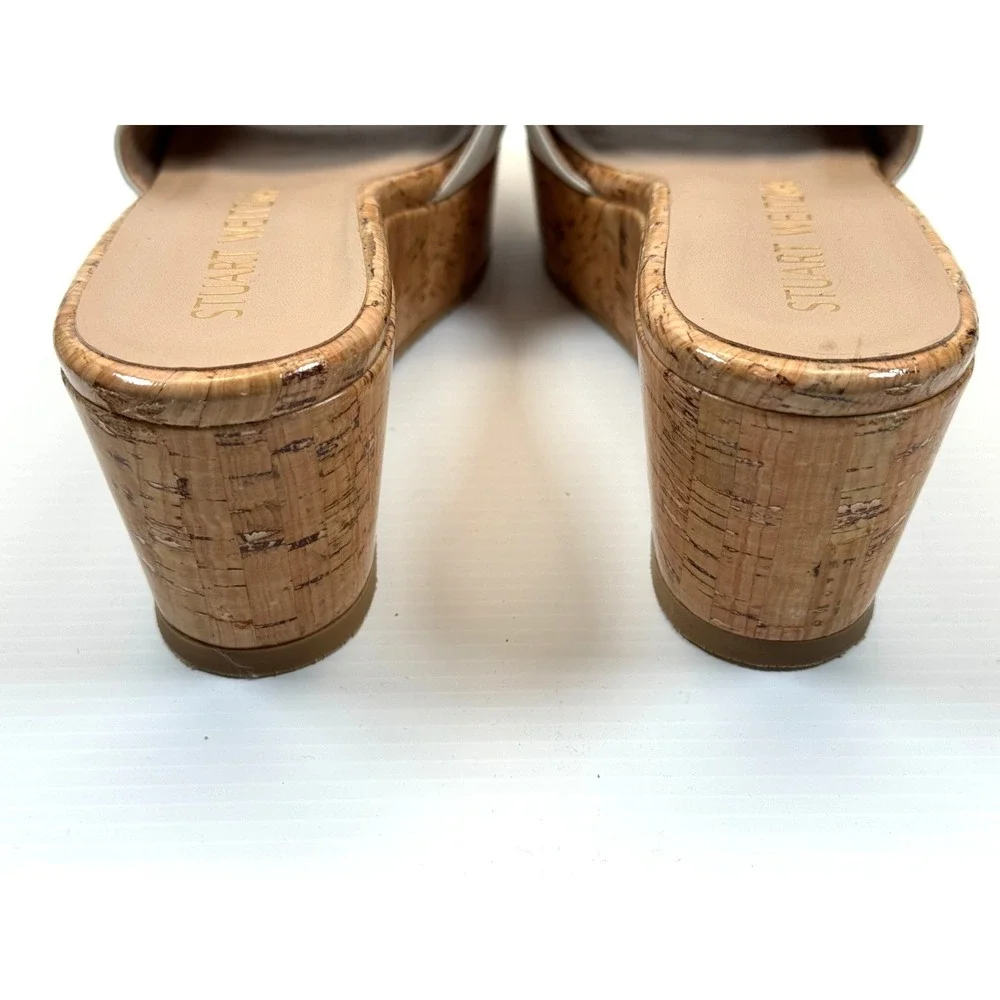 Stuart Weitzman‎ Summer Wedge Women 8.5 EUC $375 Leather  Slide Sandals Platform - Picture 9 of 10
